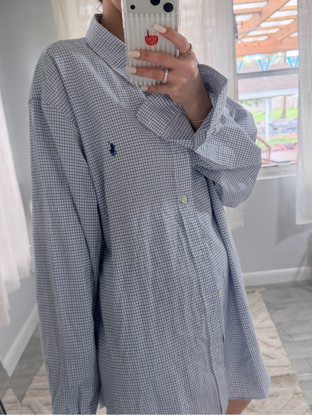 Ralph Lauren Light Blue Check Button-Up Shirt Jacket